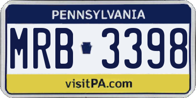 PA license plate MRB3398