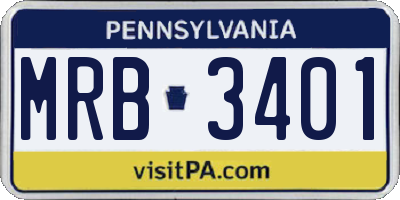 PA license plate MRB3401