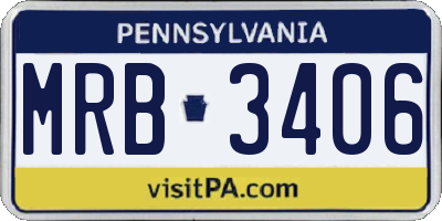 PA license plate MRB3406