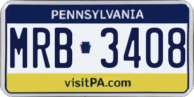 PA license plate MRB3408