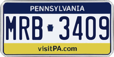 PA license plate MRB3409
