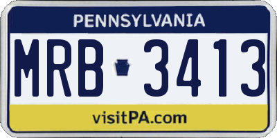 PA license plate MRB3413