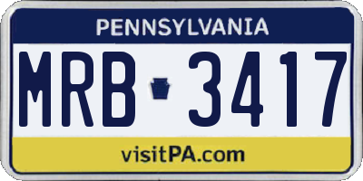 PA license plate MRB3417