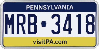 PA license plate MRB3418