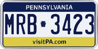 PA license plate MRB3423