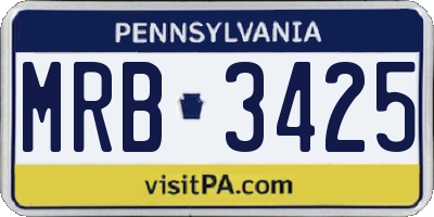 PA license plate MRB3425