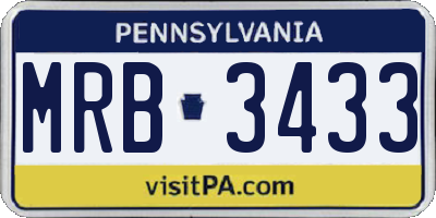 PA license plate MRB3433