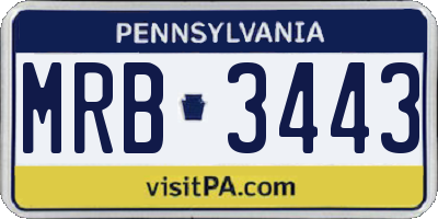 PA license plate MRB3443