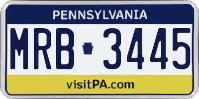 PA license plate MRB3445