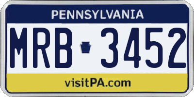 PA license plate MRB3452
