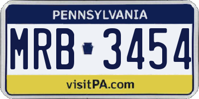 PA license plate MRB3454