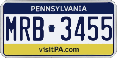 PA license plate MRB3455