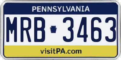 PA license plate MRB3463