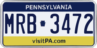 PA license plate MRB3472