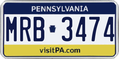 PA license plate MRB3474