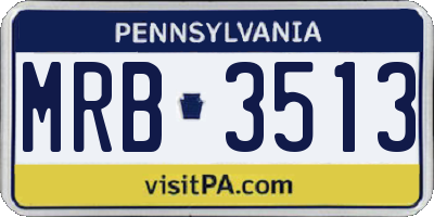 PA license plate MRB3513