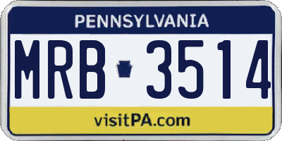 PA license plate MRB3514