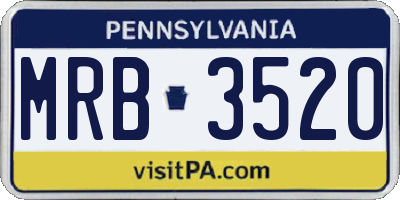 PA license plate MRB3520