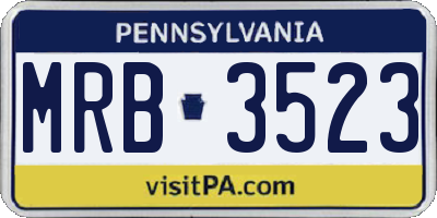 PA license plate MRB3523