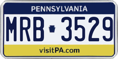 PA license plate MRB3529