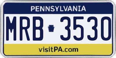 PA license plate MRB3530
