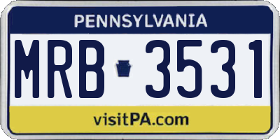 PA license plate MRB3531