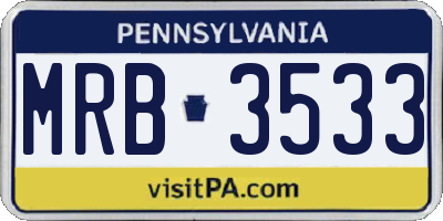 PA license plate MRB3533