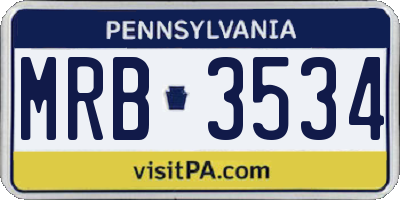 PA license plate MRB3534