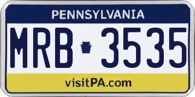 PA license plate MRB3535