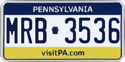 PA license plate MRB3536