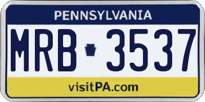 PA license plate MRB3537