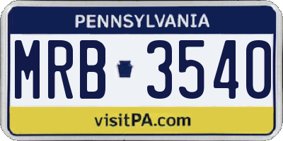 PA license plate MRB3540