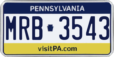 PA license plate MRB3543