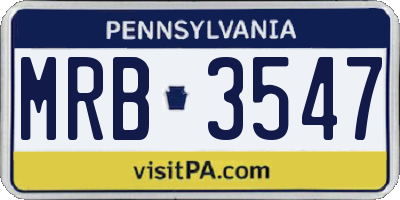 PA license plate MRB3547
