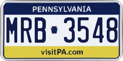 PA license plate MRB3548
