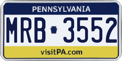 PA license plate MRB3552