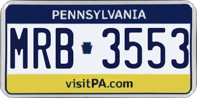 PA license plate MRB3553