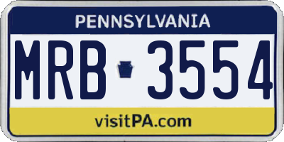 PA license plate MRB3554