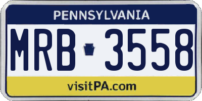 PA license plate MRB3558