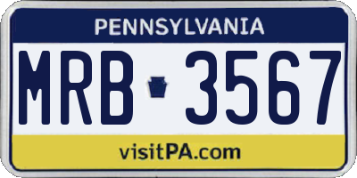 PA license plate MRB3567