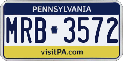 PA license plate MRB3572