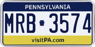 PA license plate MRB3574