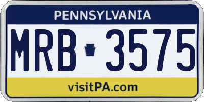PA license plate MRB3575