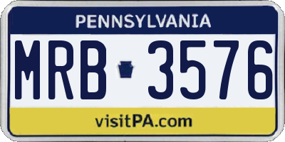 PA license plate MRB3576