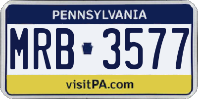 PA license plate MRB3577