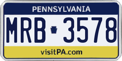 PA license plate MRB3578