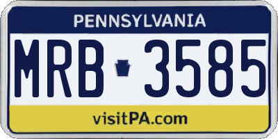 PA license plate MRB3585