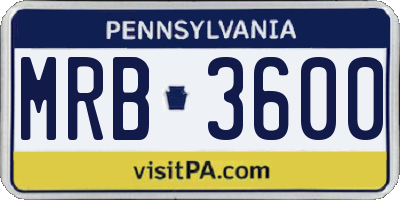 PA license plate MRB3600
