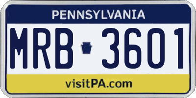 PA license plate MRB3601