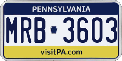 PA license plate MRB3603